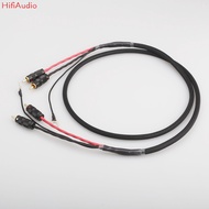 2 RCA to 2 RCA ground U spade plug Audio Phono Tonearm Cable with Ground Wire for LP Vinyl Record pl