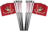 Pack of 12 US Flag for Marine Corps 4*6 Inch Military Service Miniature Desk & Table Small Mini Bann