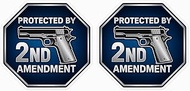 CartNest- Two Pack Protected by 2nd Amendment | Gun Rights 2a for Window | Car | Motorcycle | Truck