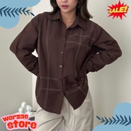 KEMEJA Asoka Twila Shirt 2289 - Contrast Stitch Oversize Blouse Long Sleeve - Women's Top Shirt Bd