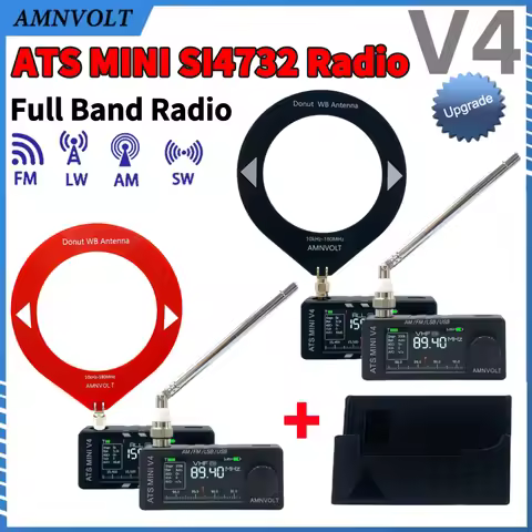 AMNVOLT V4 ATS MINI SI4732 Radio ALL Band DSP Radio FM AM SSB LSB USB Receiver, built-in Hi-Z Headph