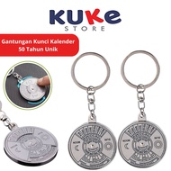 KUKE Gantungan Kunci Kalender Abadi 50 Tahun / Keychain 2010-2060 Stainless Unik