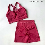 [New Model] Set Mix B14 & Q32: High-Waist Chunky Sportswear Set Combined with Soft Cross-Back Bra