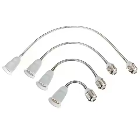 20/30/40/60cm LED Bulb Extension Tube E27 To E27 Lengthen Bulb Conversion Socket Threaded Flexible L