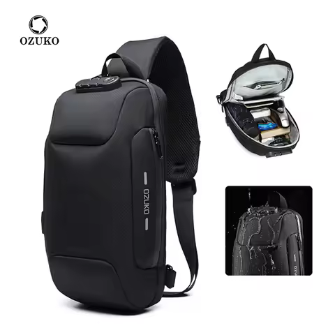 OZUKO 2024 Men's cross body bag Anti-theft Shoulder Messenger Bags Male Waterproof Short Trip Chest 