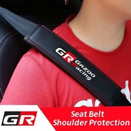 2Pcs Toyota GR Sport Car Model Safety Seat Belt Cover Leather Safety Belts Shoulder Protection For Vios Wish Hilux Yaris Rush Corolla Cross Avanza Innova Veloz Fortuner Alphard