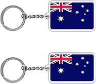 2 Pack Australia Flag Keychain Australian Key Ring-(Australia)