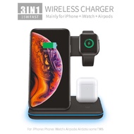 15W Fast  Qi Wireless Charger 3in1 ที่ชาร์จไร้สาย สำหรับ iPhone 12 11 XS XR X 8 3 In 1 แท่นชาร์จสถานีสำหรับ Apple นาฬิกา6 5 4 3 2 Airpods Pro Wireless Charger Stand