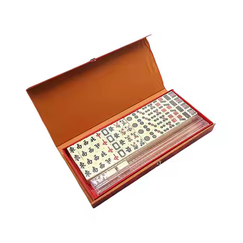 Portable Chinese Family Mahjong Travel Set with Carrying Case 146 Miniature Mahjong Tiles Games Acce