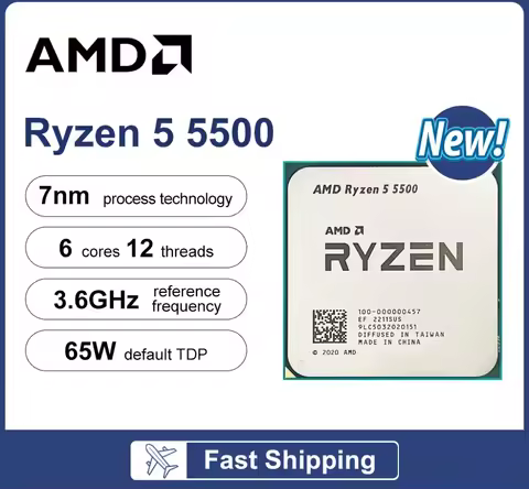AMD's new R5 5500 CPU, with 6 cores and 12 threads, main frequency is 3.6GHz, 7nm process, 16MB of t
