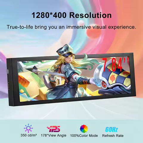 Wisecoco 7.84 Inch Mini Portable LCD Monitor CPU GPU Monitoring IPS Secondary Screen Display for Lap