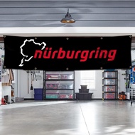 Nurburgring Flag,2x8ft Racing Car Banner with 10 Brass Grommets for Garage Shop Wall Decor Flags RNV