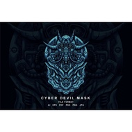 Cyber Devil Mask Cyberpunk Graphics / Illustrations Logo