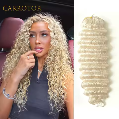 613 Honey Blonde Color Deep Wave Feather Crochet Braid Hair Extensions Knotless Pre-Separated Croche