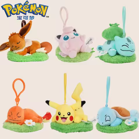 Animal Pokemon Pikachu Eevee Bulbasaur Charmander Jigglypuff Squirtle Kawaii Plush Toys Pendant Keyr
