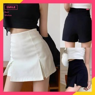 Korean High Waist Skirt Shorts for Women White Black Skort With Slit Woman Mini Palda 4012