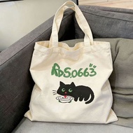 Cat Canvas bag beg women handbag school beg inner pocket zipper student bag oxford cloth shoulder Mu