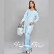 Loveaisyah Classic pop-up Rose 'V' neck Baby Blue Modern Baju Kurung Hari Raya