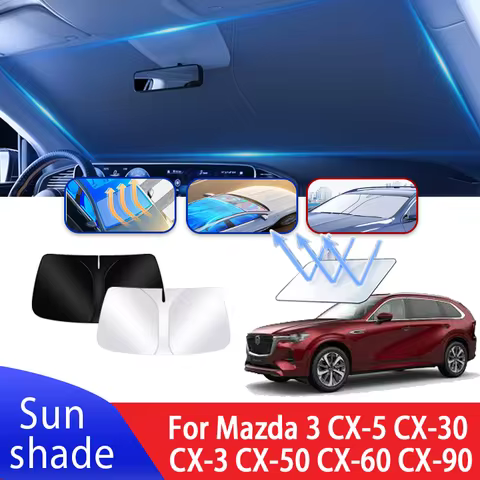 Car Sun Visor For Mazda 3 CX-5 CX-30 CX-3 CX-50 CX-60 CX-90 Auto Front Windshield Sunshade Heat Insu
