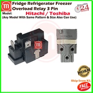 Hitachi / Toshiba Fridge Refrigerator Freezer Overload Relay 3 Pin Set H18205E H18816E