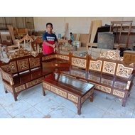 kursi tamu sudut kayu jati ukuran panjang mebel Jepara/Furniture