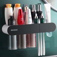 Kệ Nhả Kem ECOCO 3 Cốc Cắm Bàn Chải Giá Để Bàn Chải Đánh Răng Treo Tường Gia Đình Để Đồ ECOCO Đa Năn
