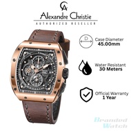 [Official Warranty]Alexandre Christie 6411MCLRGBA Leather Strap 45mm Men's Chronograph Watch Water R