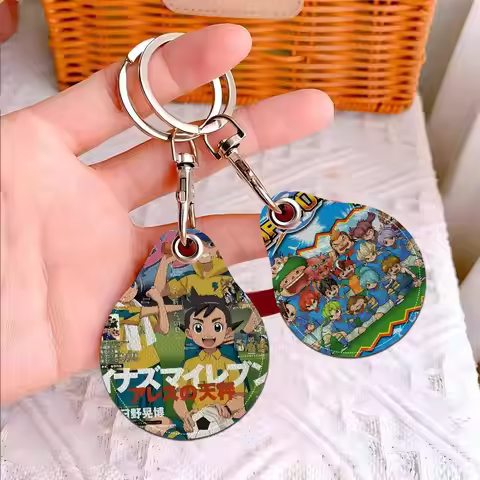 Inazuma Eleven Anime Keychain Access Card Bag Key Tag Ring Leather Card Holder Keychain Key Ring Doo