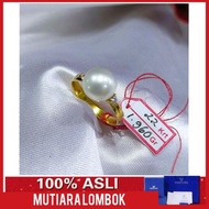 cincin emas 22 karat mutiara laut asli lombok south sea pearl wanita - hitam 8