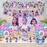 Kpop Demon Huntrix Party Decoration Demon Hunters Party Pull Set Banner Flag Baground Birthday R4D9