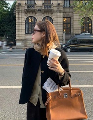 Áo khoác dạ da lộn style Hàn siêu trendy 2 màu nâu - đen A2200