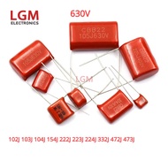 100Pcs P10 630V CBB Capacitors  102J 103J 104J 154J 222J 223J 224J 332J 472J 473J CBB Capacitor P=10