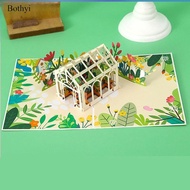 Bothyi 3 D Greeting Card Fower House Cartoon Blank Notecard with Envelope for Valentine's Day