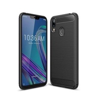 全城熱賣 - 適用於華碩 ZenFone Max (M2) 拉絲紋碳纖維TPU手機保護殼 (黑色)