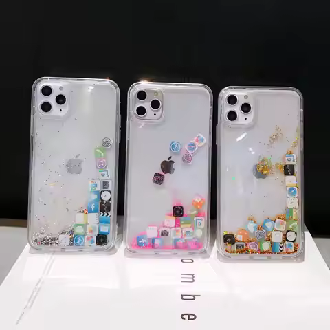 Glitter Sequins Love Heart Phone Case for iPhone 13 12 11 Pro XS Max X XR 6 7 8 Plus SE Clear Dynami