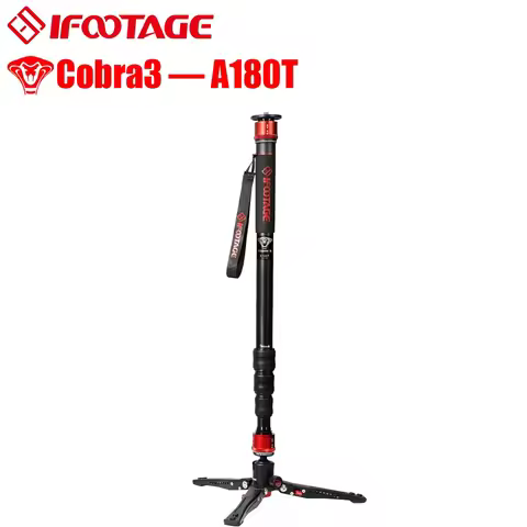 IFOOTAGE Cobra 3 A180T,Camera Monopod,Aluminum Professional Video Monopod with Tripod Base,Suitable 