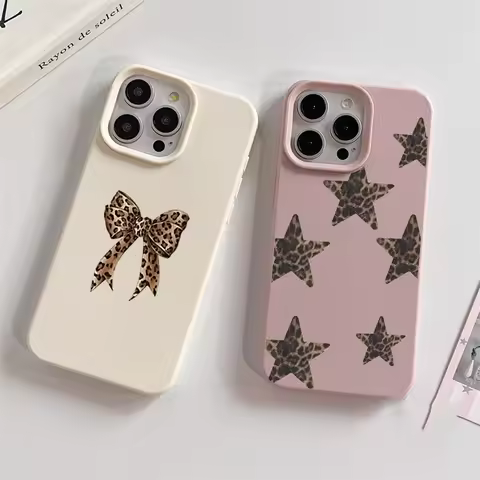 Fashion Leopard Print Bow Tie Star Case For VIVO V50 V40 V60 Lite Y400 Y04 Y03 Y22S Y19S Y17S Y28 Y2