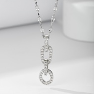 Hyl Jewelry 585N Kalung Titanium Wanita Karat Emas Silver Asli Panjang Muda Dan Anti Luntur