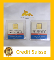 999.9 Credit Suisse Gold Bar, Assay Certificate, 1g , 2.5g (1982 Vintage Collection) By Tekka Goldsmith &amp; Jewellery Pte Ltd