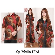 Couple Blouse Foila Longdress Belt Fabric and Men's Batik Shirt