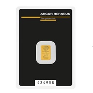 1 gram Argor Heraeus Minted Bar .9999 Gold Bar