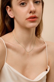 綠松石琺瑯衛星十字架項鍊 - 14K注金 - 歐美項鏈