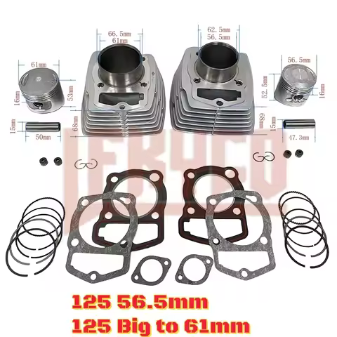Motorcycle 56.5mm/61mm Bore Cylinder Kit Motor for Honda CB125S CL125S XL125 SL125 CB CL XL SL 125 1