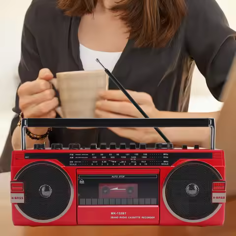 Retro Cassette Player Recorder with AM/FM/SW Radio Bluetooth USB Battery/AC Power Portable Vintage T