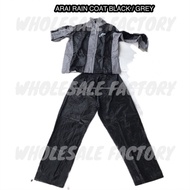 ARAI SIZE M L RAINCOAT (BLACK / GREY)(BLACK / BLUE)(RED) RAINSUIT BAJU HUJAN