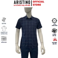 ARISTINO men's short-sleeved office shirt made of high-quality bamboo fabric, loose-fitting form wit