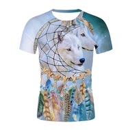 Fashion Ice Wolf Animal 3D Printed Men's t-Shirt Summer Round Neck Short-Sleeved Street Men Casual Men's Top t-Shirt Plus Size 6XL