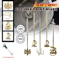 60cm Hex SDS Paint Mixer Heavy Duty Cement Mixer 24" 4 Type Curve/Cross/Spiral/Impeller Mixer Paddle