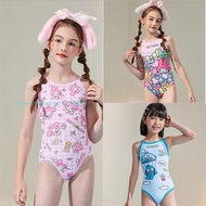 Zoke Girls Knee Length Training Swimsuit Chlorine Resistant Swimwear