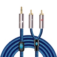 GOLLEY LION สาย RCA สเตอริโอ HiFi 2RCA ถึง3.5มม. สาย AUX RCA แจ็ค3.5 Y Splitter สำหรับเครื่องขยายเสี